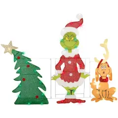 Flat-Tastics&trade; 3.5ft. Grinch & Max Pre-Lit Christmas Yard D&eacute;cor