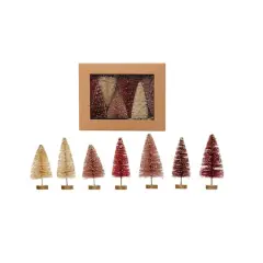 Hello Honey&reg; Multicolor Sisal Bottle Brush Trees with Glitter & Gold Wood Base Set
