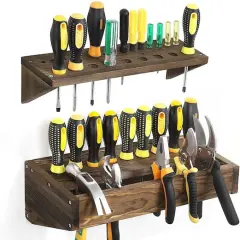 NEX&trade; Rustic Brown Solid Wood Tool Storage Box Organizer Set