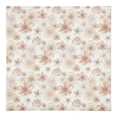 Watercolor Florals Cotton Twill Napkin White