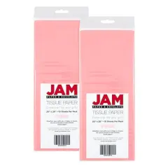 JAM Paper 20" x 26" Tissue Paper, 2 Packs of 10 Sheets Pink