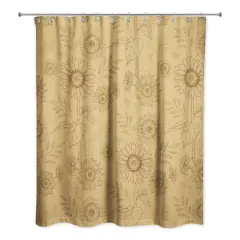 Sunflower Icons Shower Curtain Gold