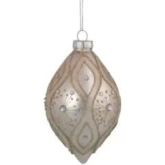 5.25" Rose Gold Retro Ombre Glass Christmas Drop Ornament