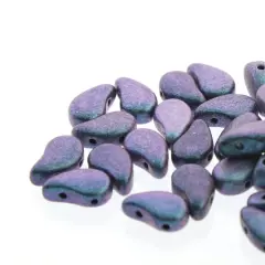 The Beadsmith&reg; Paisley Duo 2-Hole Czech Glass Teardrop Beads, 8mm Polychrome Blueberry