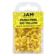 JAM Paper Colorful Standard Push Pins, 100ct. Yellow