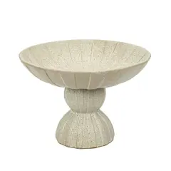 Hello Honey&reg; 10.25" Tan Reactive Glaze Debossed Stoneware Footed Bowl