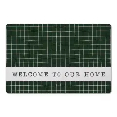 Dark Green and White Pencil Grid Floor Mat