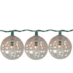 10ct. Miniature Sparkly White Ball Party String Lights