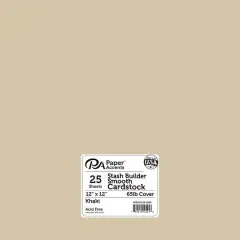 PA Paper&trade; Accents Stash Builder 12" x 12" 65lb. Smooth Cardstock, 25 Sheets Khaki