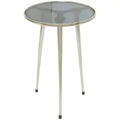 22" Aluminum Tripod Legs Accent Table with Shaded Glass Top Silver