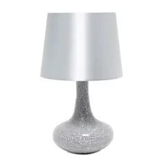 Simple Designs 14" Mosaic Glass Genie Table Lamp with Fabric Shade Gray