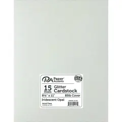 PA Paper&trade; Accents Glitter 8.5" x 11" Cardstock, 15 Sheets Iridescent Opal