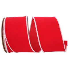 Reliant 2.5" x 10yd. Velvet Duro Domestic Wired Ribbon Hot Red/White