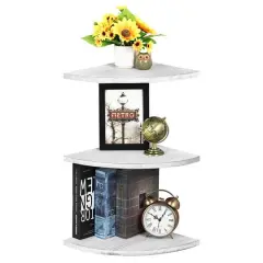 Floating Corner Shelves Set White
