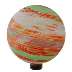 10" Orange & Green Swirl Designed Outdoor Garden Gazing Ball