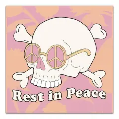 Pink & Coral Skull Rest in Peace Canvas Wall Art