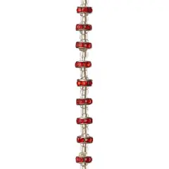 Red Rhinestone Studded Rondelle Beads, 8mm by Bead Landing&trade;