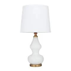 White Glass Table Lamp 15" x 15" x 29"