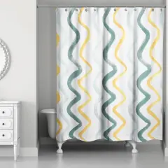Squiggles Shower Curtain Blue/Yellow