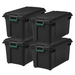 IRIS&reg; Remington&reg; 82qt. Black Store-It-All Utility Totes with Buckle Lids, 4ct.
