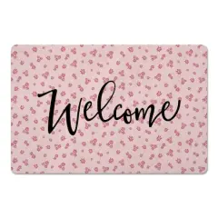 Daisy Print Welcome Floor Mat Pink