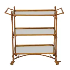 Brass Iron Bar Cart, 33" x 35" x 18"