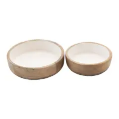 Hello Honey&reg; Mango Wood Bowl with White Enameled Interior Set