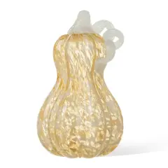 Glitzhome&reg; 8.5" Fall Amber Dots Glass Gourd