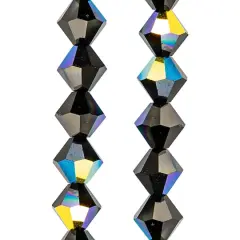Preciosa Glass Crystal Bicone Beads, 6mm by Bead Landing&trade; Jet AB