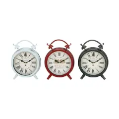 8" Multi Colored Metal Vintage Clock Set