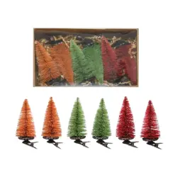 Hello Honey&reg; Multicolor Sisal Bottle Brush Tree Clip-on Ornaments Boxed Set