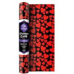 PA Vinyl Red & Black Hearts Print Iron On Vinyl