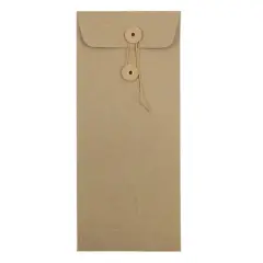 JAM Paper #10 Brown Kraft Paper Bag Business Button & String Closure Premium Envelopes, 50ct.