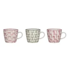 Hello Honey&reg; 10oz. Holiday Pattern Hand-Stamped Stoneware Mug Set