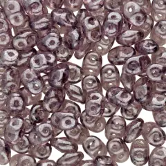 Superduo Two-Hole Czech Glass Beads Tanzanite White Luster