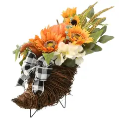 20" Harvest Sunflower Cornucopia Centerpiece