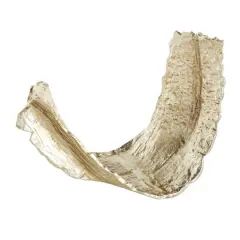 15" Gold Abstract Textured Folded Leaf Aluminum Bowl Sculpture