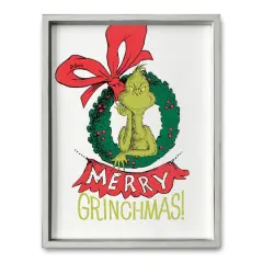 24" The Grinch Merry Grinchmas Wreath Framed Print White Frame