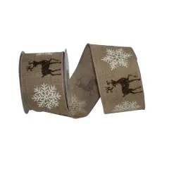 Reliant 2.5" x 10yd. Reindeer Linen Flake Wired Ribbon