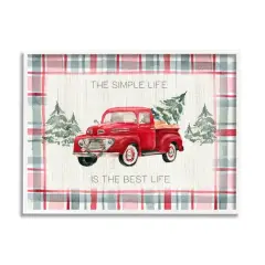 Stupell Industries Simple Life Is Best Plaid Truck Framed Giclee Art White