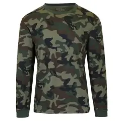 Galaxy by Harvic Long Sleeve Crew Neck Men's T-Shirt Woodland