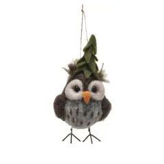 Hello Honey&reg; 5.5" Handmade Wool Felt Owl Ornament with Tree Hat