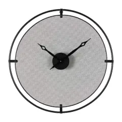 Industrial Black Metal & Gray Mesh Wall Clock