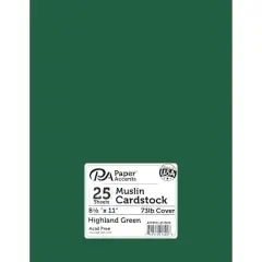 PA Paper&trade; Accents 8.5" x 11" 73lb. Textured Muslin Cardstock, 25 sheets Highland Green