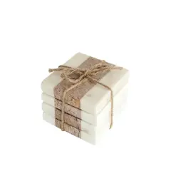 Hello Honey&reg; Square Marble Coasters with Jute String Set