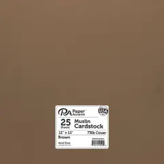 PA Paper&trade; Accents 12" x 12" Muslin 73lb. Cardstock, 25 Sheets Brown