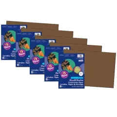 SunWorks&reg; 12" x 18" Dark Brown Construction Paper, 5 Packs of 50 Sheets