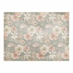 Watercolor Florals Cotton Twill Placemat Green