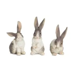 6.5" Brown & Ivory Rabbit Figurine Set