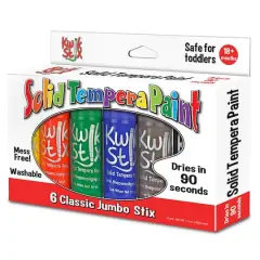 Kwik Stix&trade; 6 Classic Color Jumbo Solid Tempera Paint Stick Set